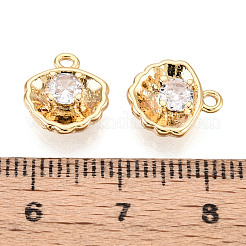 Brass Micro Pave Clear Cubic Zirconia Pendants&nbsp;KK-T078-14G