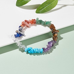Natural & Synthetic Mixed Stone Chips Beads Stretch Bracelet&nbsp;BJEW-AL00003-20