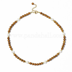 Gemstone & Natural Pearl & Glass Beaded Necklace with 304 Stainless Steel Clasp for Women&nbsp;NJEW-F302-06