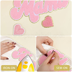 4Pcs 2 Styles Mother's Day Theme Chenille Embroider Thread Iron on/Sew On Patches&nbsp;PATC-CA0001-24B