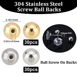 60Pcs 2 Colors Stainless Steel Ear Nuts&nbsp;STAS-BBC0003-34