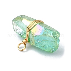 Real 18K Gold Plated Copper Wire Wrapped Dyed Natural Quartz Crystal Pendants&nbsp;PALLOY-TA00101