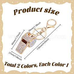 2Pcs 2 Colors Alloy Rhinestone Keychains&nbsp;KEYC-PH0002-20