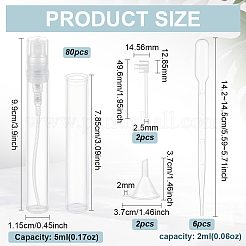 80Pcs Empty Portable Plastic Spray Perfume Bottle with 2Pcs Plastic Pump with 2Pcs Mini Transparent Plastic Funnel Hopper with 6Pcs Disposable Plastic Droppe&nbsp;AJEW-BC0007-50A