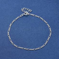925 Sterling Silver Figaro Chain Bracelets for Women&nbsp;BJEW-E101-01S-01