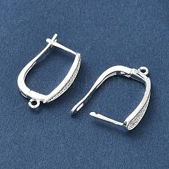 Brass Micro Pave Clear Cubic Zirconia Hoop Earring Findings&nbsp;KK-H532-16S