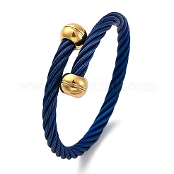 304 Stainless Steel Torque Bangles for Women&nbsp;BJEW-P310-22BL