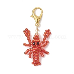 Glass Seed Beads Shrimp Pendant Decorations&nbsp;HJEW-MZ00408