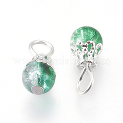 Baking Paint Crackle Glass Beads Charms&nbsp;PALLOY-JF00369