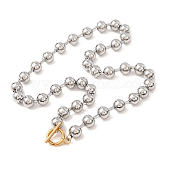 201 Stainless Steel Ball Chain Necklaces with Golden Tone OT Clasps&nbsp;SA-CBAD3BB-05P