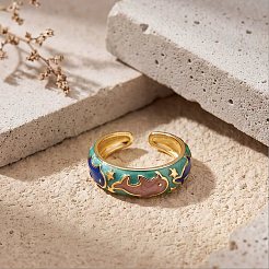 Brass Enamel Cuff Open Rings for Women&nbsp;WGD330E-01