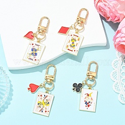 4Pcs Playing Card Alloy Enamel Pendant Decorations&nbsp;HJEW-YW00379