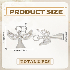 2Pcs Brass Micro Pave Grade AAA Cubic Zirconia Charms&nbsp;ZIRC-LP0001-42