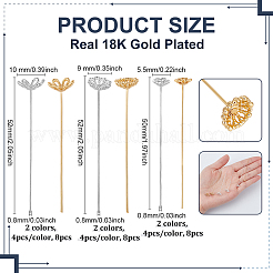 24Pcs 6 Styles Flower Brass Flat Head Pins&nbsp;FIND-BC0014-57