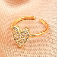 Brass Micro Pave Cubic Zirconia Cuff Rings for Women&nbsp;RJEW-Z113-01G-01