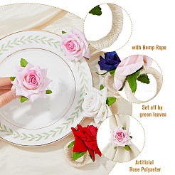 8Pcs 4 Style Artificial Rose Polyseter Napkin Rings&nbsp;DJEW-HY0001-02