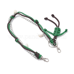 Polyester & Spandex Cord Rope Braided Human & Natural Cowrie Shell Charm Iron Chain Bag Decorative Chains&nbsp;AJEW-BA00173-04