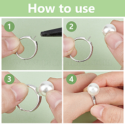 1Pc 925 Sterling Silver Adjustable Design Ring Mounts Fittings with Pearl Seat&nbsp;STER-BC0002-79B-P