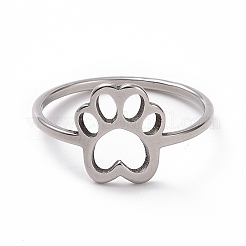 Non-Tarnish 201 Stainless Steel Paw Print Finger Ring&nbsp;RJEW-J051-25P