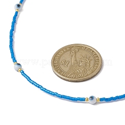 Lampwork Evil Eye & Glass Seed Beads Necklace with Real 18K Gold Plated 304 Stainless Steel Clasps&nbsp;NJEW-JN04597-01