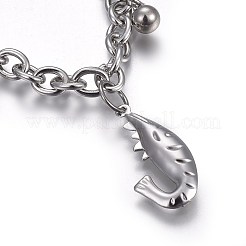 Tarnish Resistant 304 Stainless Steel Charm Bracelets&nbsp;BJEW-L637-31-P