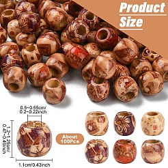 100Pcs Printed Wooden Dyed Beads&nbsp;WOOD-YW0001-56