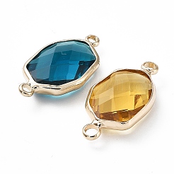 Brass Pave K9 Glass Connector Charms&nbsp;GGLA-Z001-06