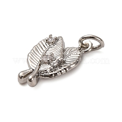 Brass Micro Pave Clear Cubic Zirconia Pendants&nbsp;KK-P308-81P