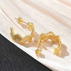 Brass Micro Pave Cubic Zirconia Stud Earrings for Women&nbsp;KK-CBA760A-02G