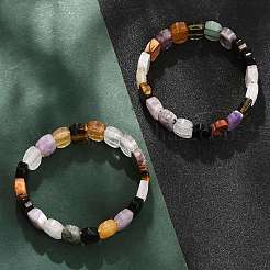 Natural Mixed Gemstone Beaded Stretch Bracelets for Women Men&nbsp;BJEW-M049-11A
