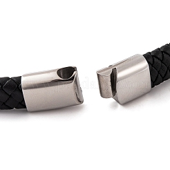 Men's Braided Black PU Leather Cord Bracelets&nbsp;BJEW-K243-39A-AS