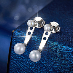 Rhodium Plated 925 Sterling Silver Front Back Stud Earrings for Women&nbsp;PO5078