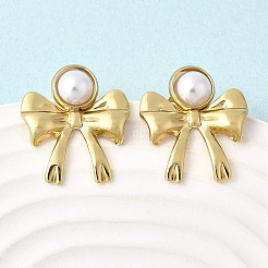 201 Stainless Steel ABS Plastic Pearl Stud Earrings&nbsp;EJEW-Z151-13G-06