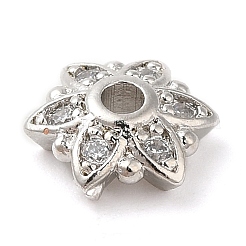 Rack Plating Brass Micro Pave Cubic Zirconia Bead Caps&nbsp;KK-M248-10P
