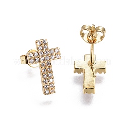 Brass Micro Pave Cubic Zirconia Stud Earrings&nbsp;EJEW-L224-27G