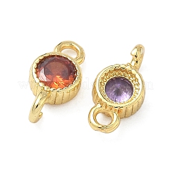 Brass Pave Cubic Zirconia Connector Charms&nbsp;KK-L264-09G