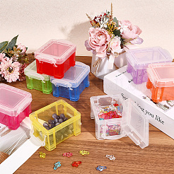 8Pcs 8 Colors Translucent Plastic Latch Storage Boxes&nbsp;CON-PA0001-10