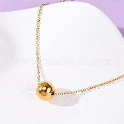 304 Stainless Steel Round Ball Pendant Necklaces for Women&nbsp;NJEW-K255-51G