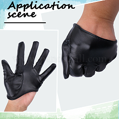 1 Pair PU Leather Half Palm Gloves&nbsp;AJEW-CL0001-40A