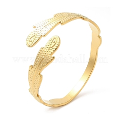 Ion Plating(IP) 304 Stainless Steel Feather Cuff Bangles&nbsp;BJEW-L682-025G
