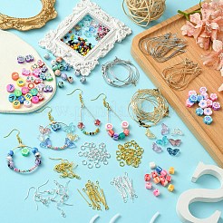DIY Butterfly Glass & Flower Polymer Clay Beaded Earring Making Kit&nbsp;DIY-YW0008-64