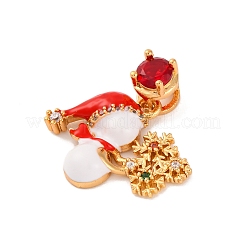 Christmas Theme Brass Micro Pave Cubic Zirconia Pendants&nbsp;KK-C076-27G-07