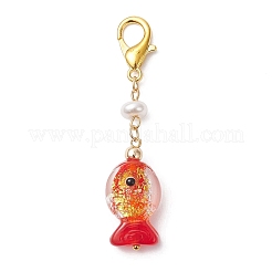 3Pcs Handmade Lampwork Fish Pendant Decorations&nbsp;HJEW-JM04481