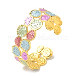 Multicolor Brass Enamel Cuff Bangles for Women&nbsp;BJEW-G787-02G-01