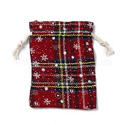 Christmas Theme Rectangle Jute Bags with Jute Cord&nbsp;LS-ABAG-E006-01C