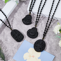 4Pcs 4 Styles Glass Pendant Necklaces&nbsp;NJEW-OC0001-04B