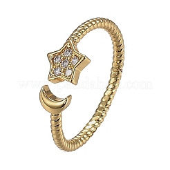 Adjustable Brass Micro Pave Clear Cubic Zirconia Cuff Rings&nbsp;ZIRC-Z002-03G