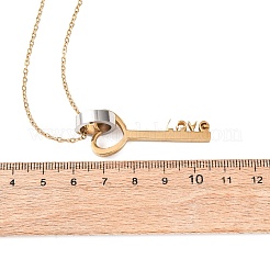 304 Stainless Steel Love Key Pendant Necklaces for Women&nbsp;NJEW-B149-03GP