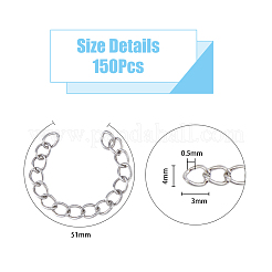 150Pcs 304 Stainless Steel Curb Chains Extender&nbsp;STAS-DC0013-10