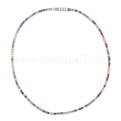 925 Sterling Silver Pave Colorful Cubic Zirconia Tennis Necklaces for Women&nbsp;NJEW-C096-01B-P01